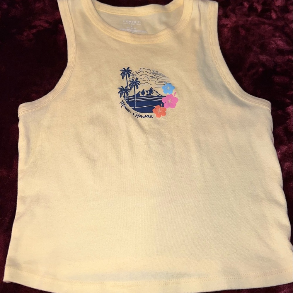 Old Navy Kids Tank Top in Cream with Tropical Print